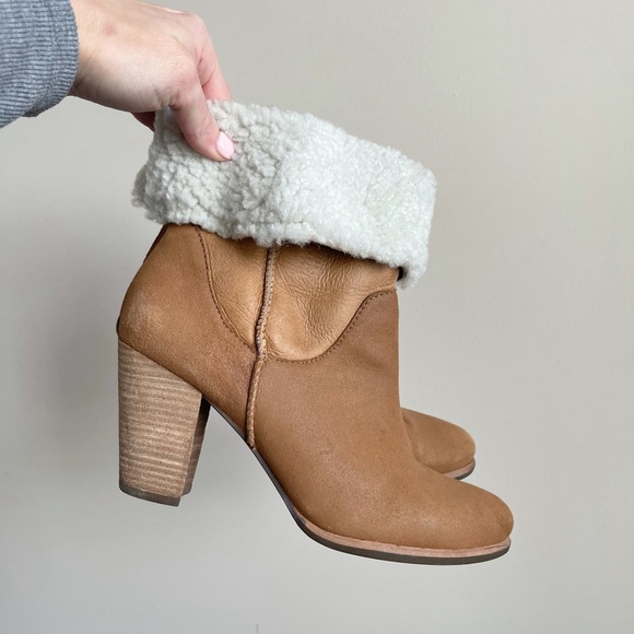 UGG Suade Sherpa Lined Heeled Booties - Picture 7 of 7